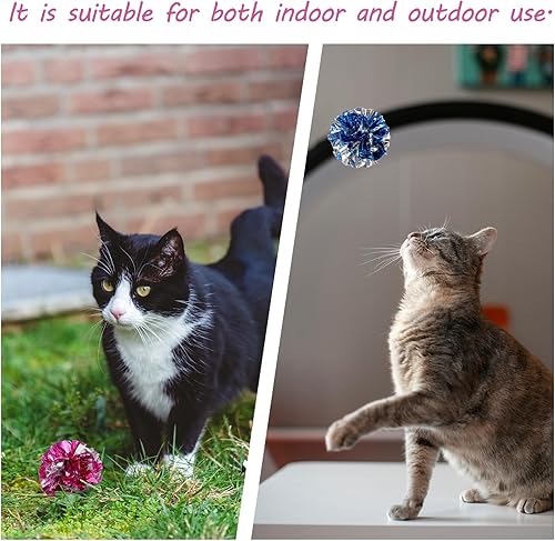 Miniatura 5 de 30 bolas arrugadas para gatos de 2.36 pulgadas interactivas para gatos, actividades coloridas de entrenamiento para masticar y perseguir, juguetes