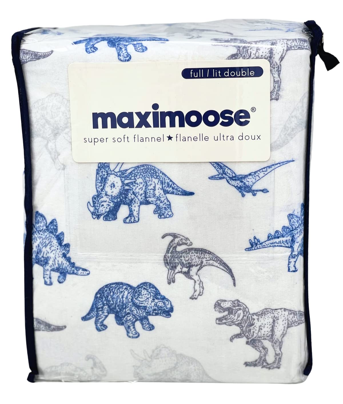 Maximoose 4 Piece Full Size Walking Dinosaurs 100% Cotton Flannel Super Soft Warm Cozy Comfortable and Durable Dinos Sheet Set