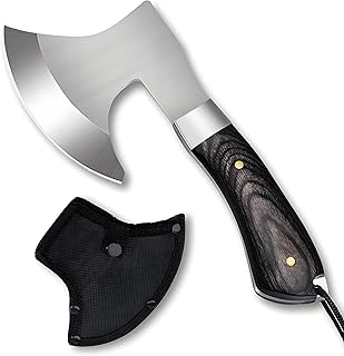 Omesio Mini siekiera survivalowa, mała siekiera outdoorowa, toporek, Full-Tang 19,3 cm, survivalowa siekiera z drewna, wytrzymała (C043)