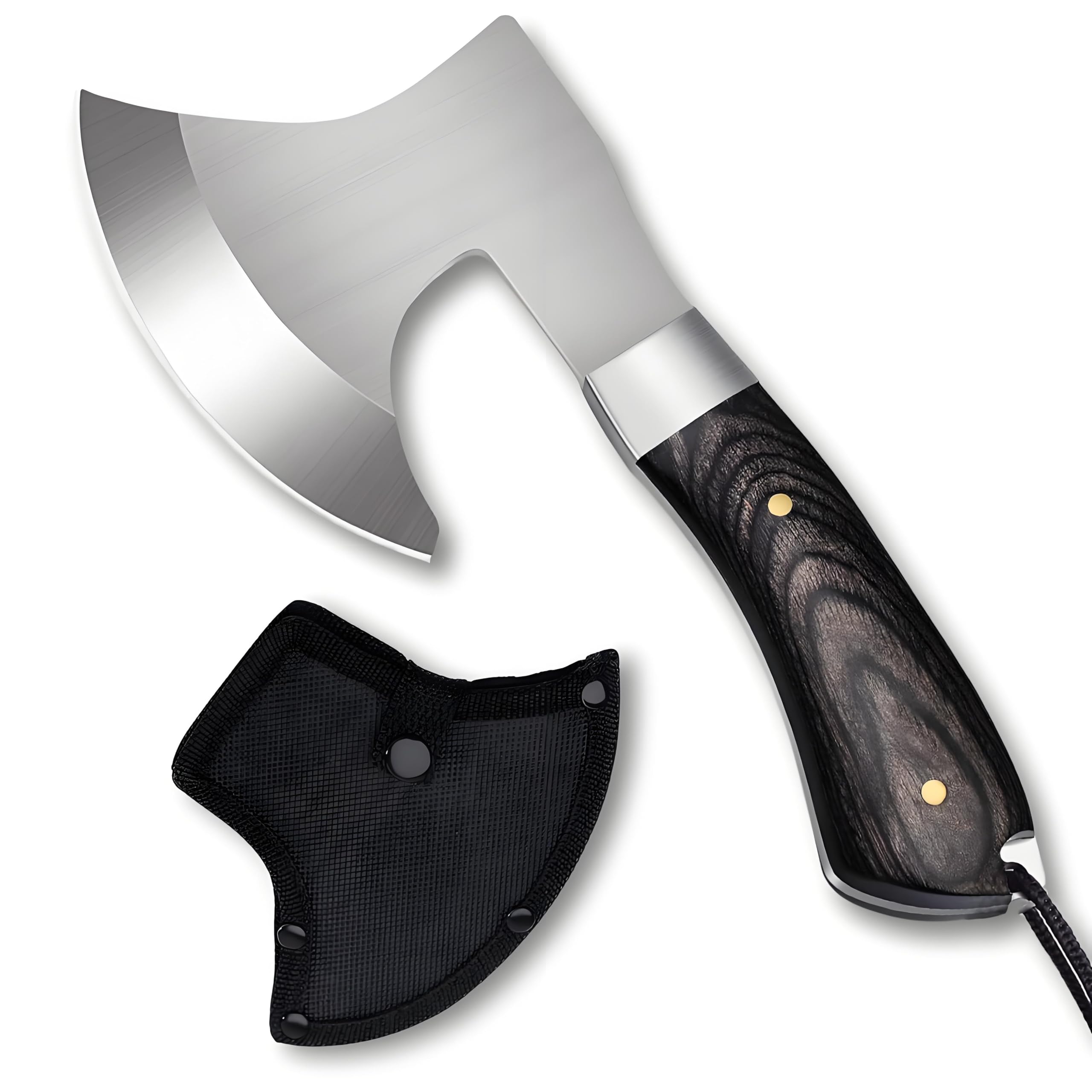 Omesio Hacha Mini Outdoor - 19,3 cm Full - Tang, Ideal para Camping, Supervivencia y Cortar Madera - Robusta (C043)