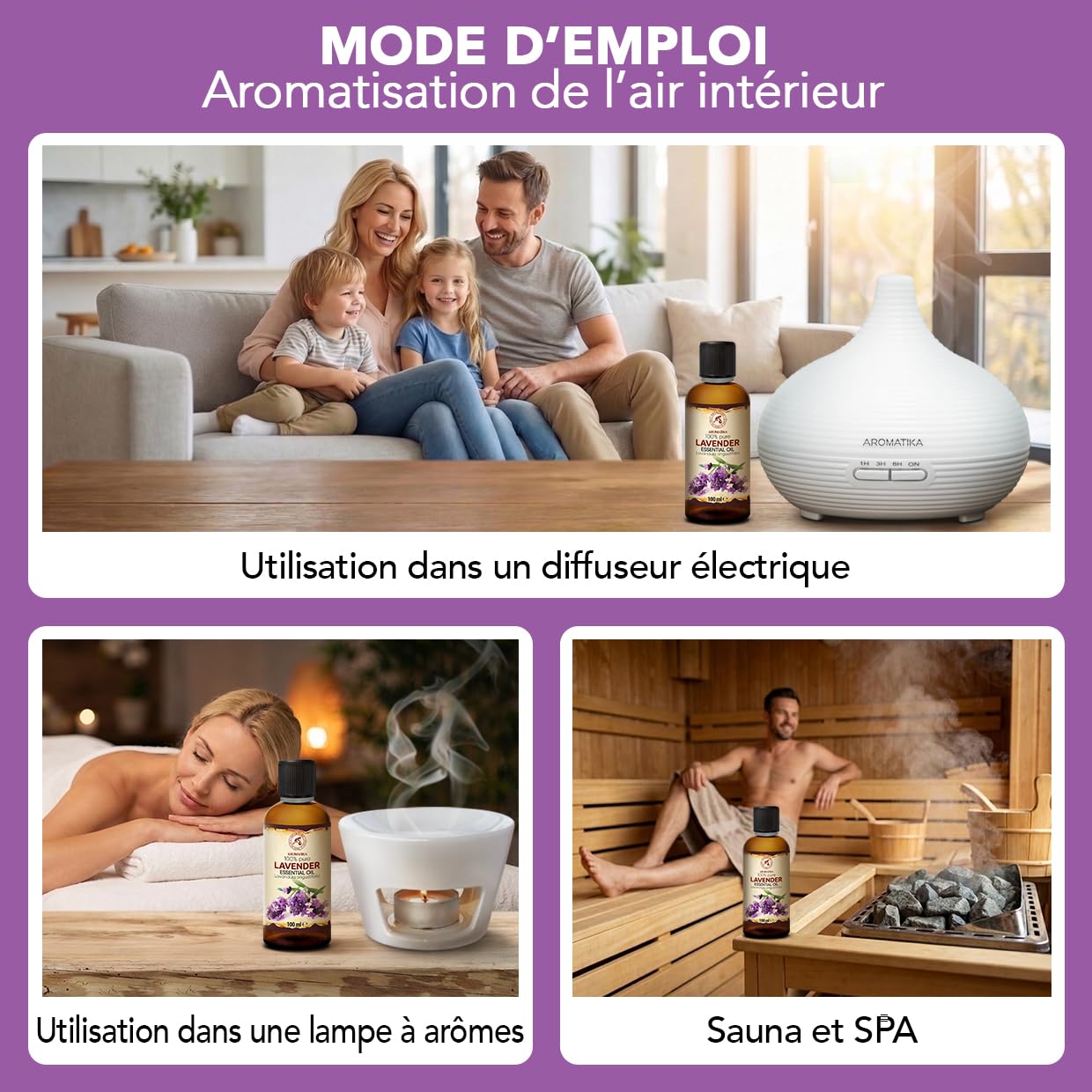 Huile Essentielle De Lavande 2x100 ml - Lavandula Angustifolia - pour Diffuseur et Lampe Aroma - le Savon et les Bougies - Parfums d'Intérieur - Arôme frais - Aromathérapie