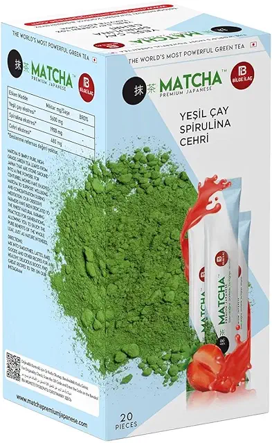 Matcha Grüner Tee mit Spirulina & Erdbeeraroma - 20 Beutel - Premium Japanese