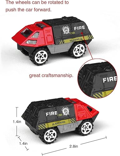 Miniatura 5 de Tianmei 6 coches en 1 juego de rescate de incendios 187 aleación fundida a presión modelos de vehículos colección de juguetes para niños, camión de