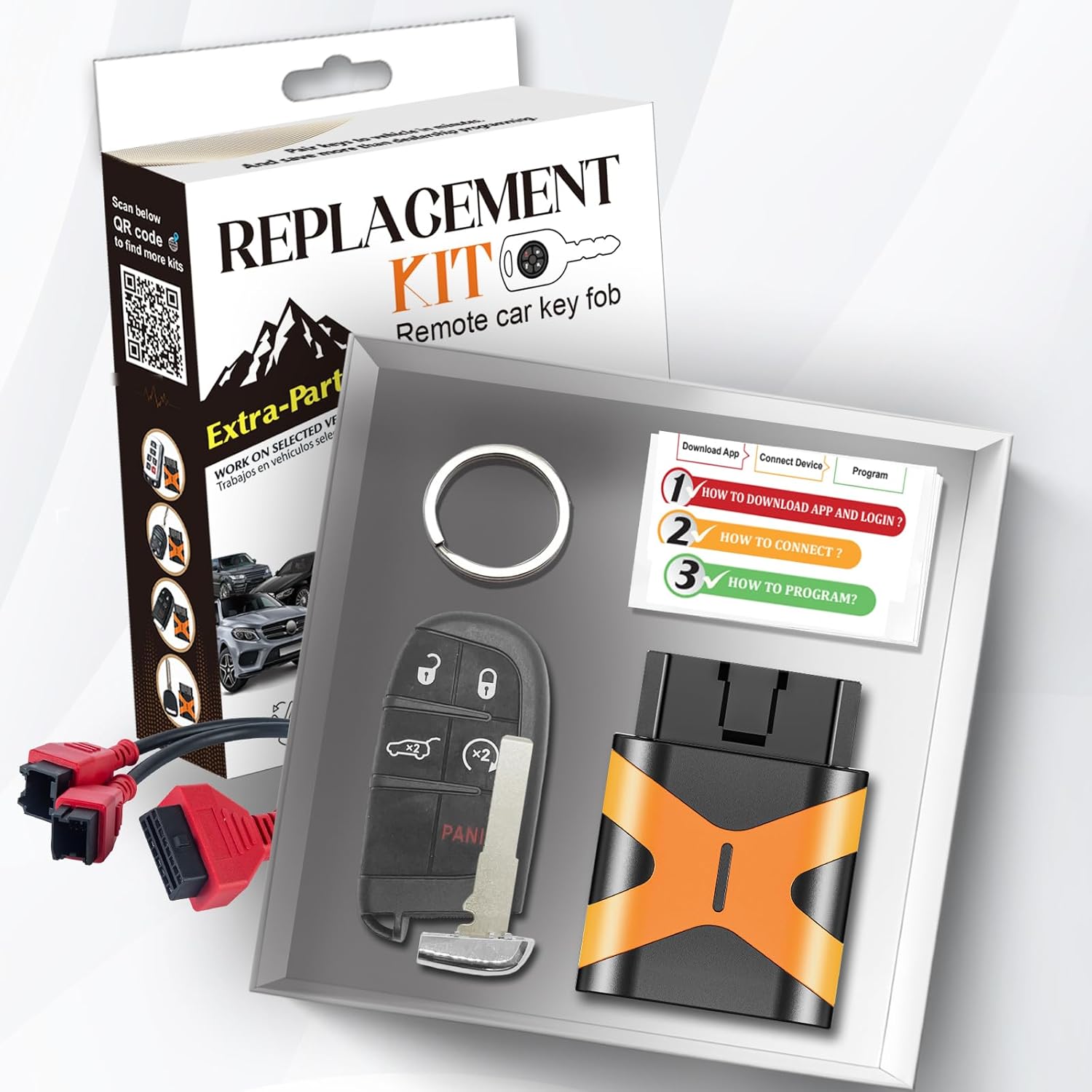 Simple OBD Key Replacement for Jeep M3N-40821302 4A Chip fits 2018 2019 2020 Compass with High Security Blade