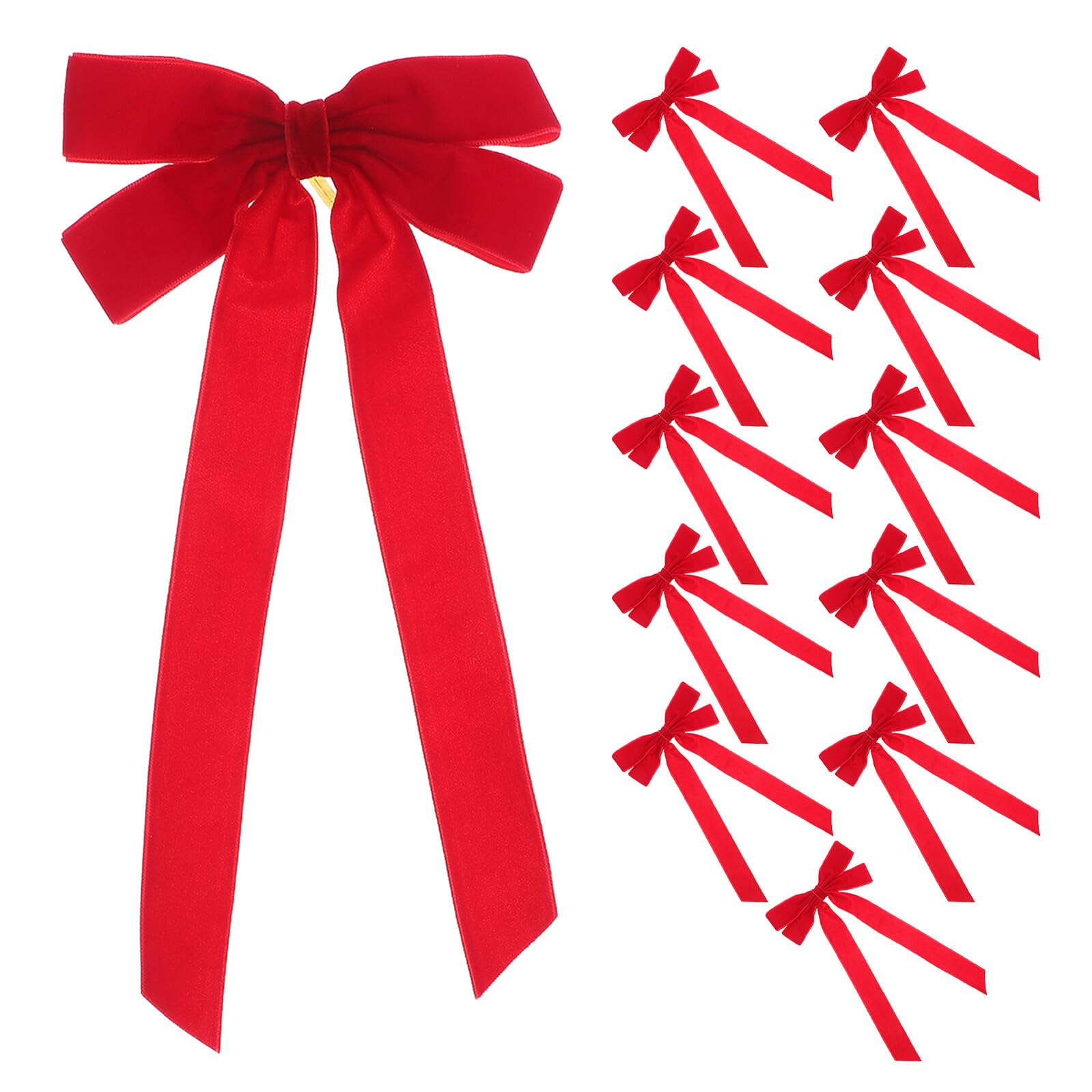 Lazos de terciopelo rojo HOODANCOS para árbol de Navidad, pack de 12 adornos de cinta brillante