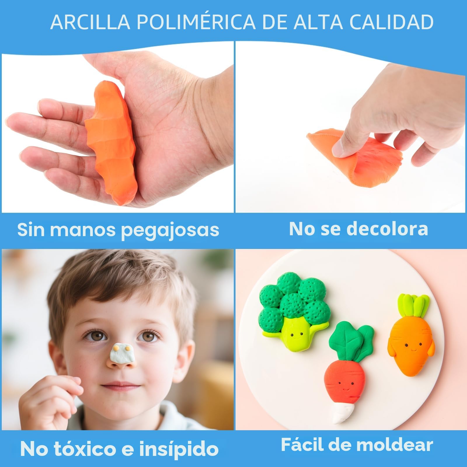 48 Colores de Arcilla Secado al Aire, Arcilla Polimérica Secado al Aire, Pasta Modelar Secado al Aire, Arcilla de Colores para Niños, Regalo para Niños y Niñas de 3-12 Años