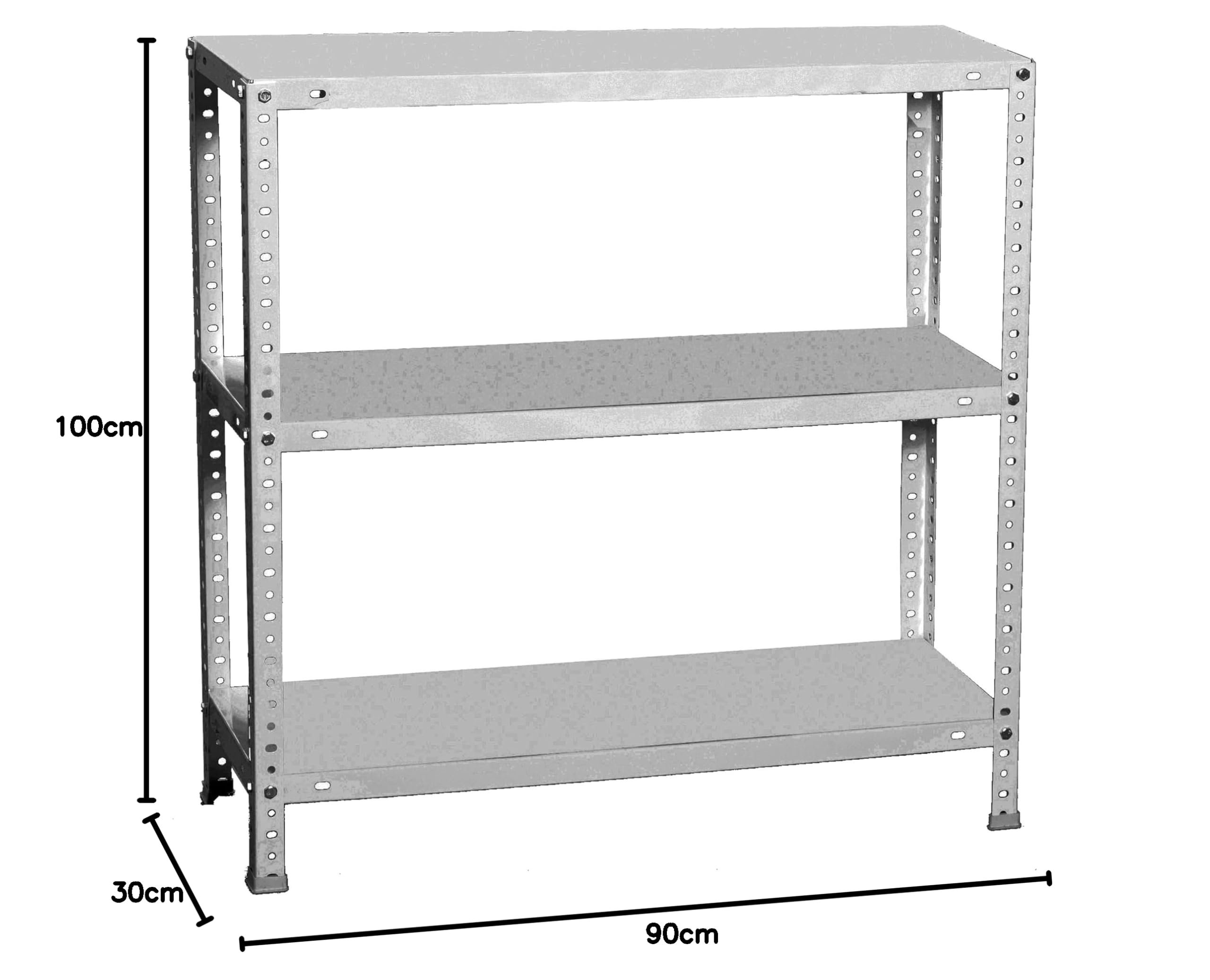 Simon Rack Estanteria Metalica 900x1000x300 mm, 3 Alturas, Bandeja Metal, 75 kg de Punto Flexión, Estanteria Almacenaje, Galvanizado - Advantage - 4