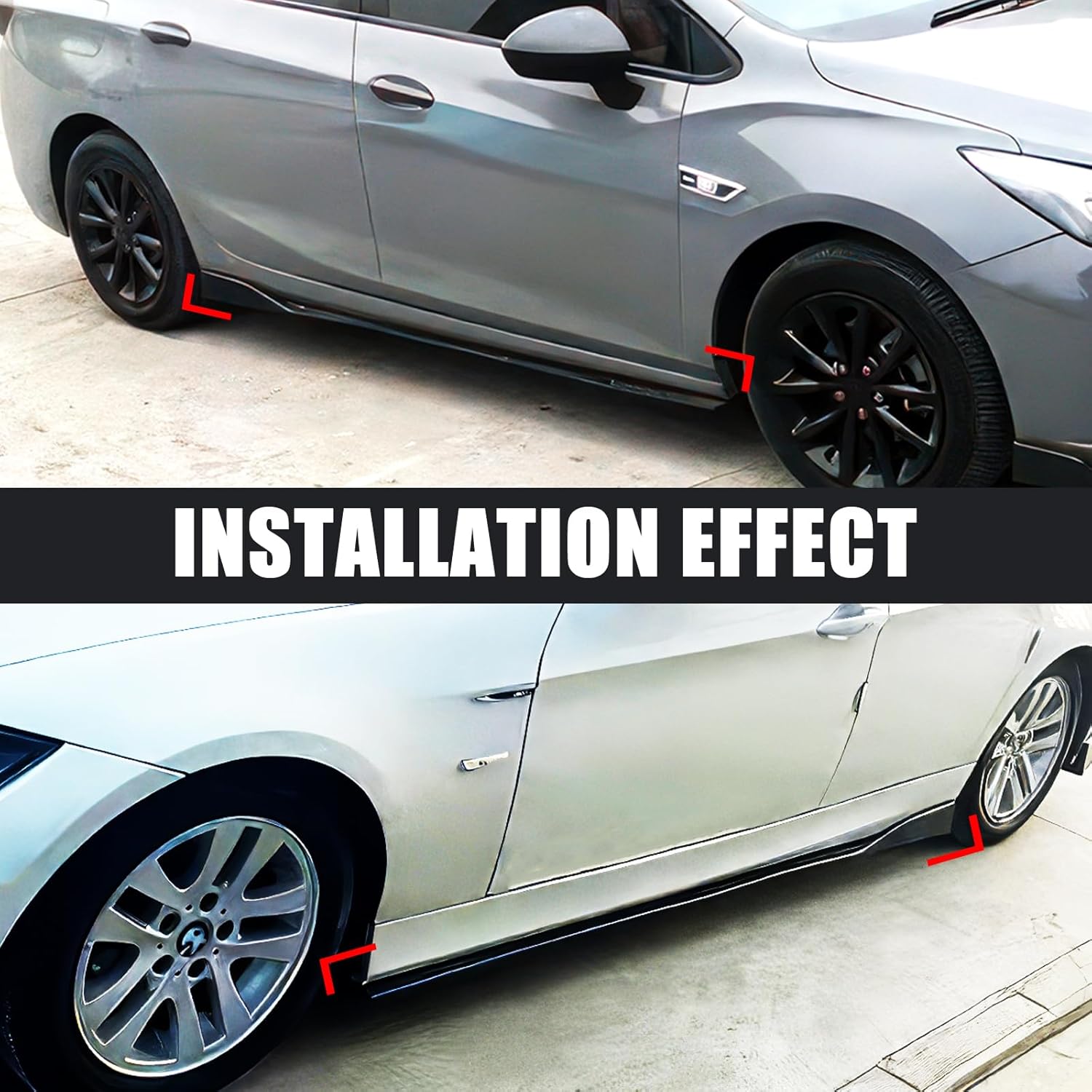 2PCS Universal Car Side Skirts, 78.7" Side Skirts Extension Splitter Lip, Car Rocker Panels Side Skirt Body Kit, Compatible with Honda Civic Toyota Corolla Nissan Altima VW Chevrolet Camaro