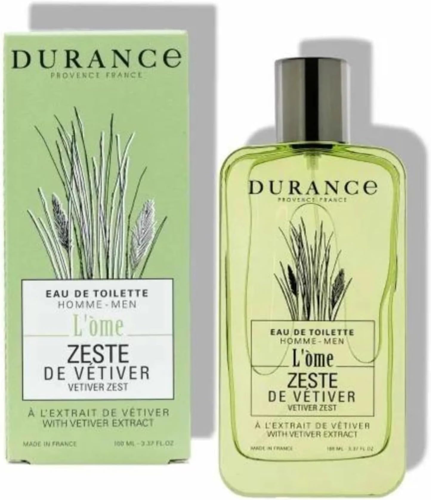 Durance L'Ome Eau de Toilette For Men, 100ml - Vetiver Zest Fragrance For Men - Zesty, Woody, Aromatic Scent Infused - Men's Aftershave Perfume