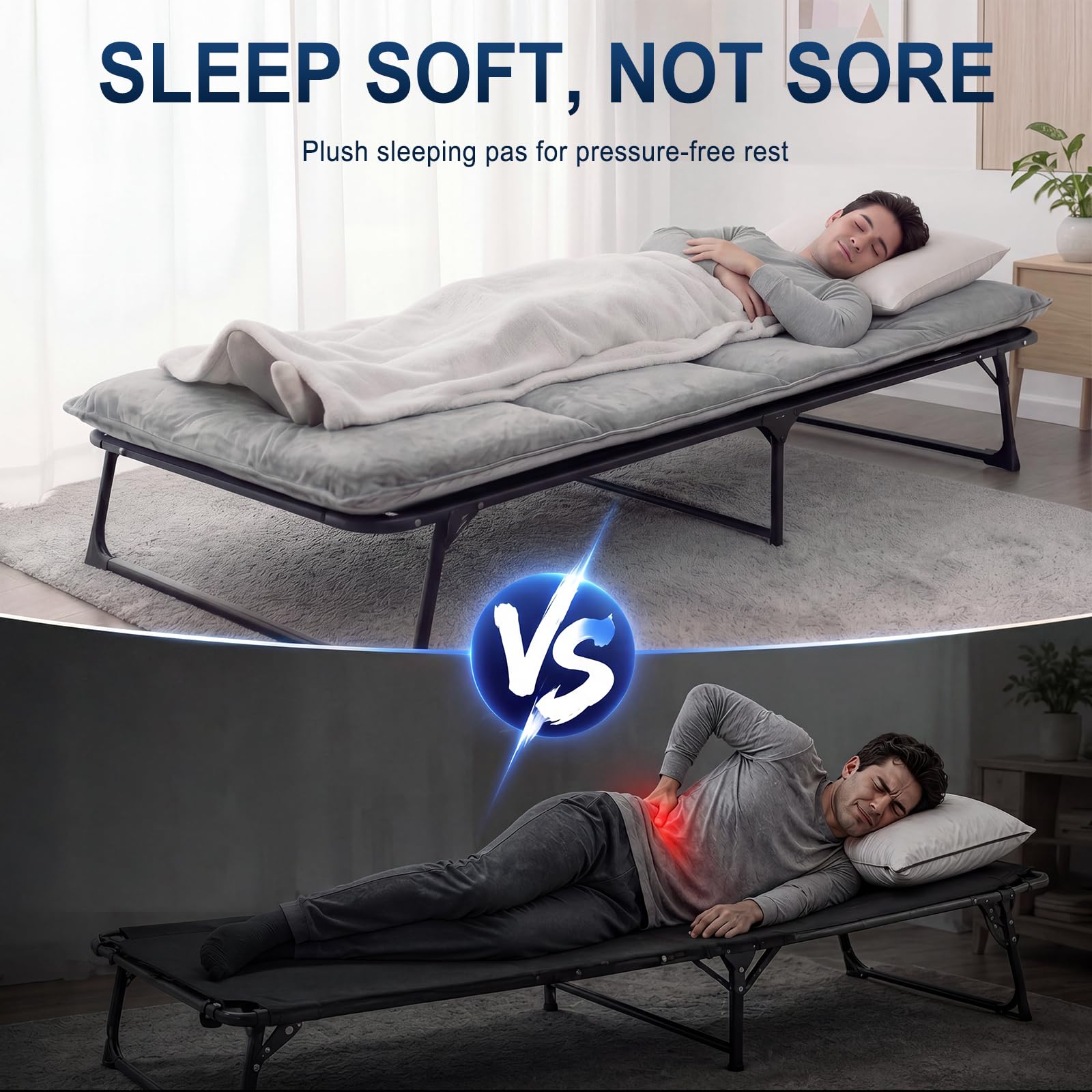 Surmatelas matelassé pour lit de bébé, 190,5 x 71,1 cm, en coton antidérapant pour lit de camp/camping-car superposé/lits jumeaux étroits, gris