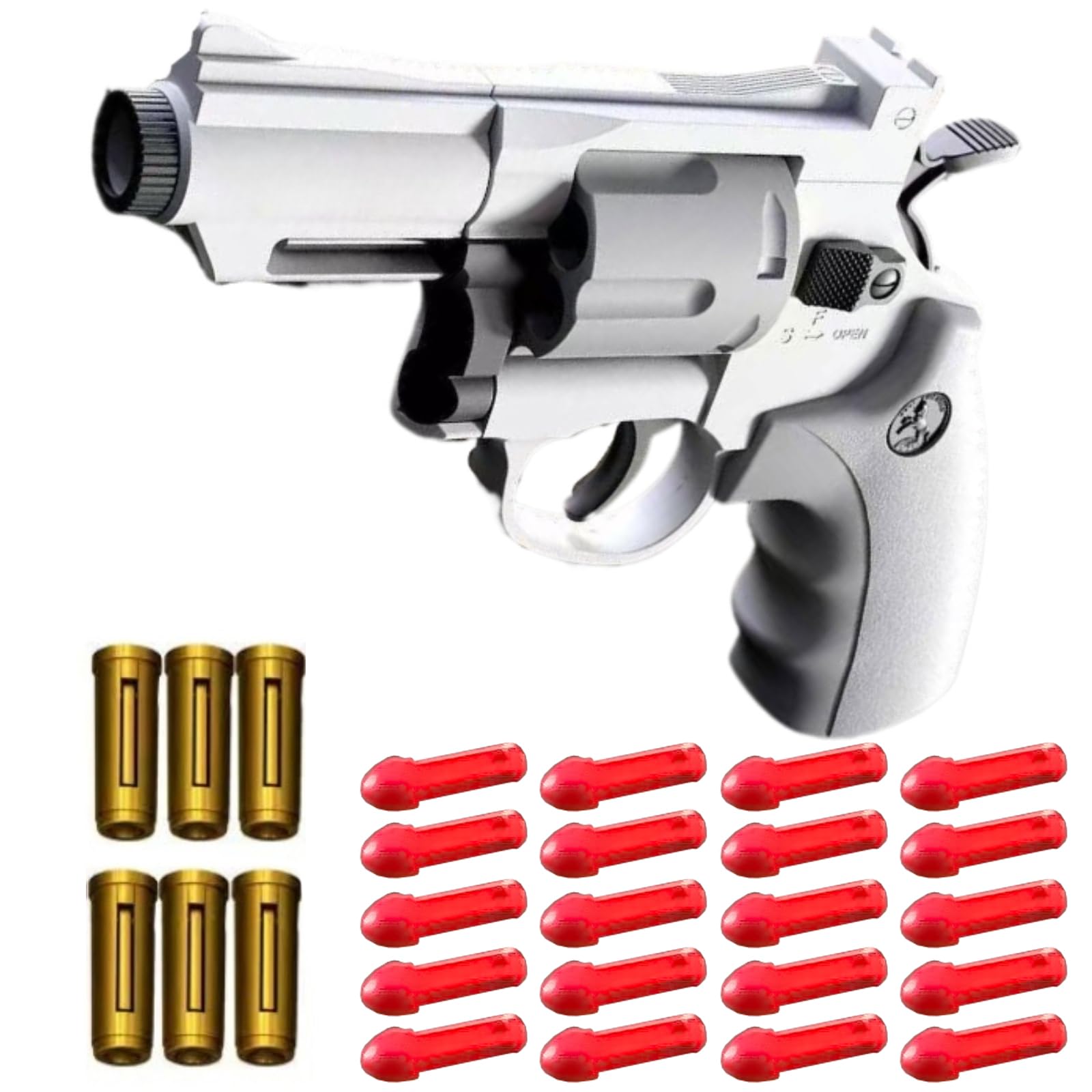 18pcs Foam Gun Set, Revolver Gift Pistol, Comes with Soft Bullets and Shells, Safe Realistic Foam Gun Model Revolver, suitable as a birthday gift for Teenagers(gray)