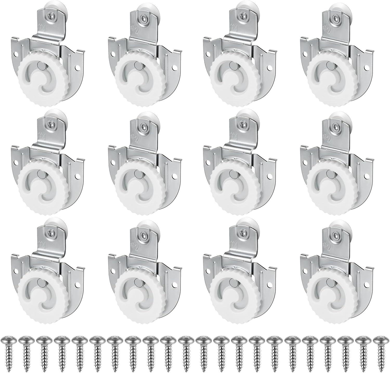 Sliding Closet Door Hardware Set, 12 Pack Sliding Wardrobe Door Hardware Roller Kit Includes Knob Adjustable Door Hooks and Screws