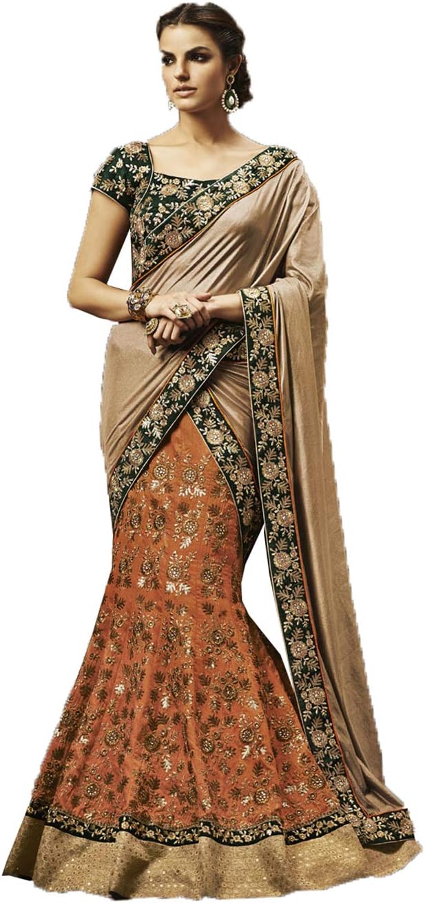 Indian Women Designer Partywear Ethnic Traditional Orange Lehenga Choli. ICW2928-1