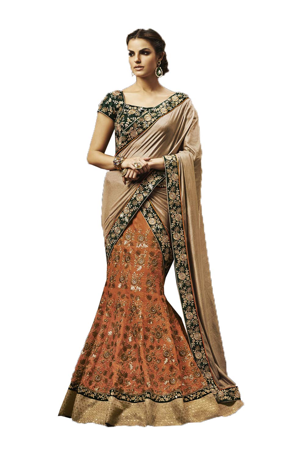 Indian Women Designer Partywear Ethnic Traditional Orange Lehenga Choli. ICW2928-1