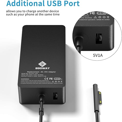 Miniatura 4 de Surface Book 3 & Pro 127W 15V 8A Adaptador de corriente de CA – Compatible con Surface Pro X 7 6 5 4 3, Book 3 2 1, Laptop Studio 4 3 2 1, Go con