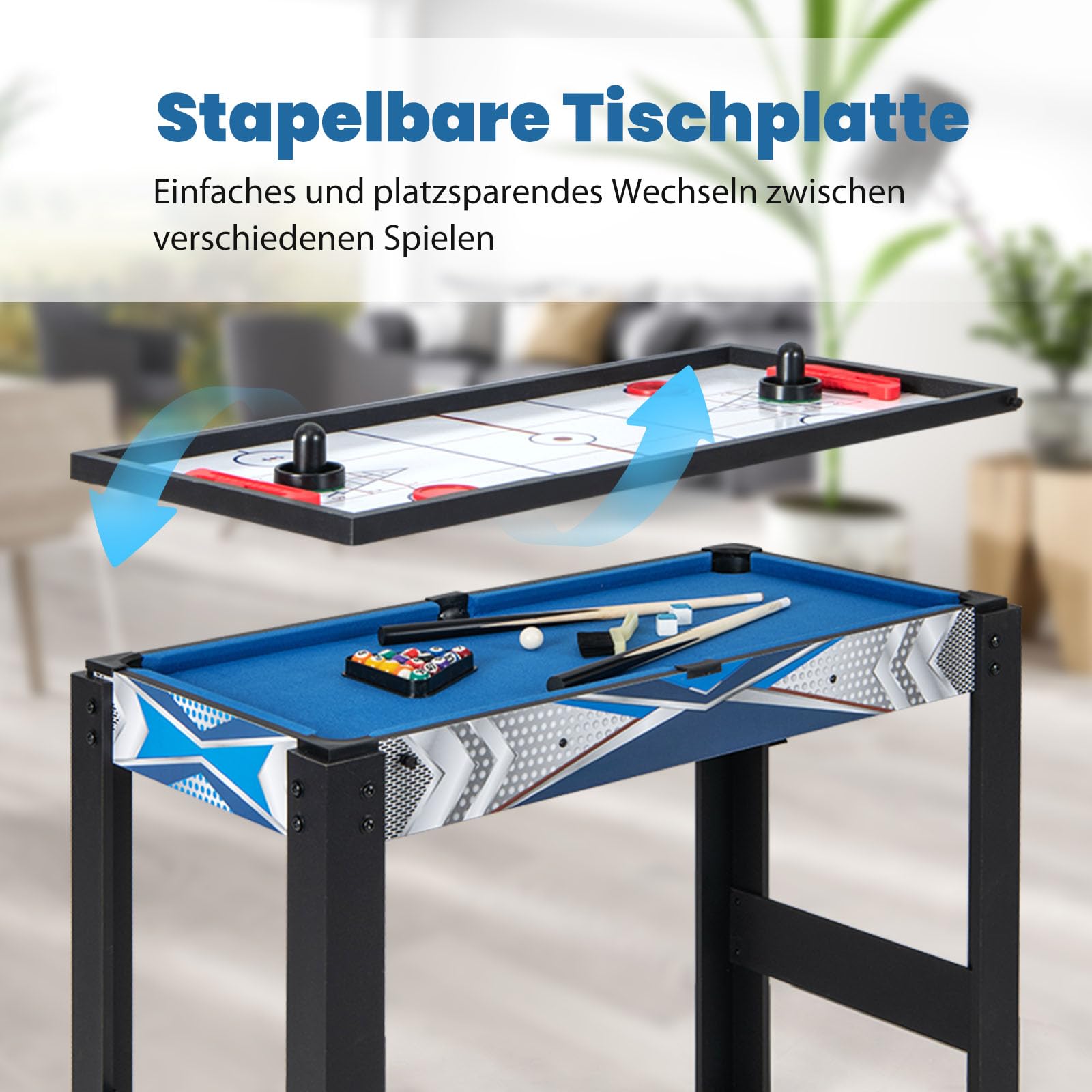 GOPLUS 6 in 1 Kombi Spieltisch, Multigame kickertisch mit Basketball, Billard, Pingpong, Hockey, Shuffleboard & Bowling für Zuhause, Kneipe & Büros, Sportspiel-Set für Kinder und Erwachsene