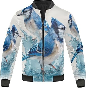 Blue Birds Cute Men Jackets Lightweight Waterproof Windbreaker Jacket Softshell Windproof