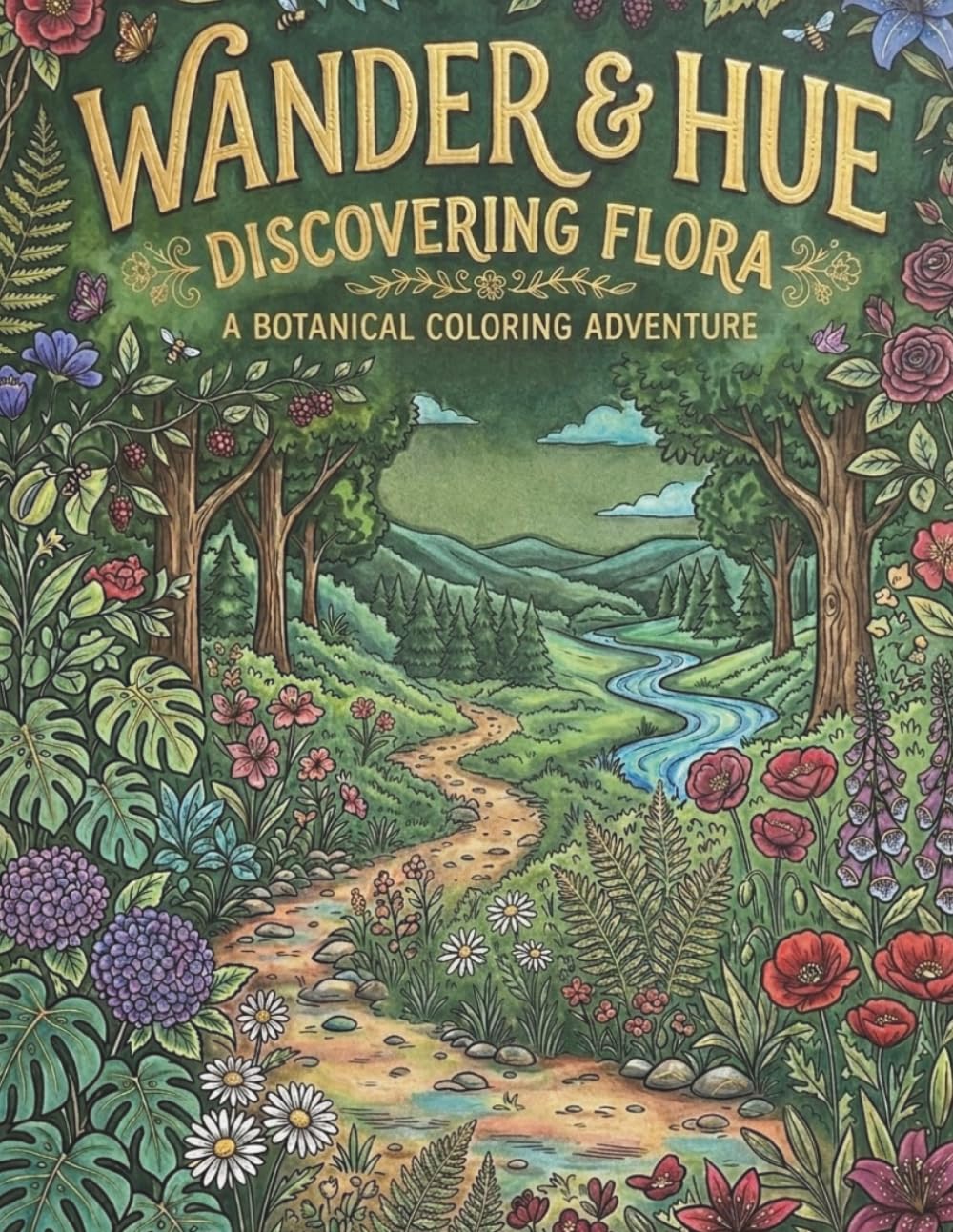 Wander & Hue: Discovering Flora: Adult Coloring Book
