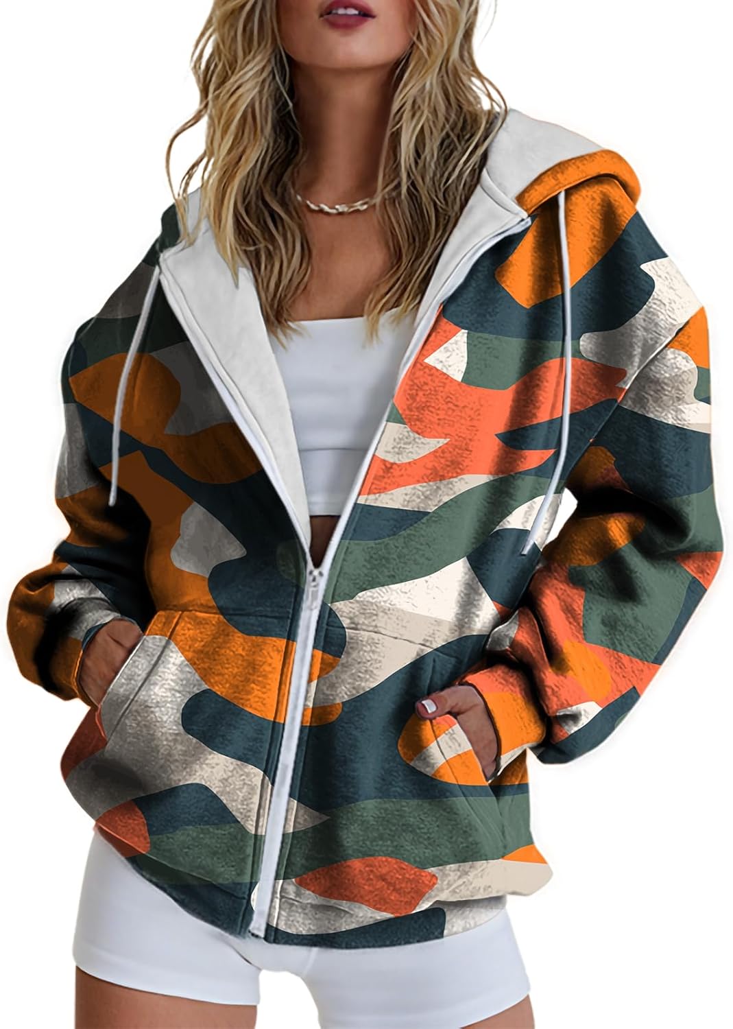 Lightweight Hoodies Womens Casual Comfy Zipper Long Sleeve Drawstring Spring Sweatshirt Elegent Boho Street Clothes