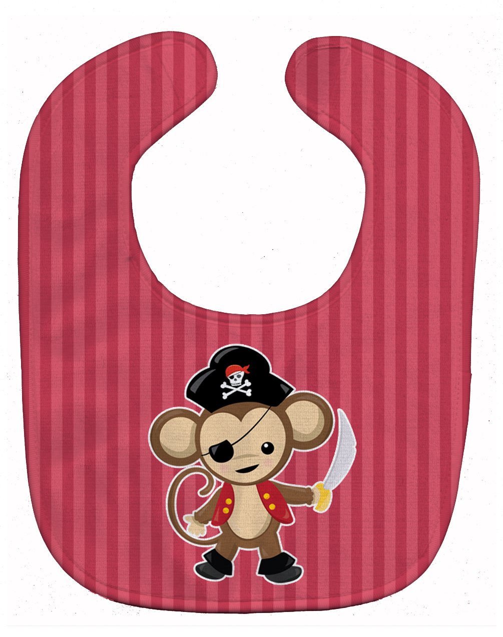 Caroline's Treasures BB8973BIB - Babero para bebé (25,4 x 33 cm), diseño de mono pirata, color rojo, multicolor, 10 x 13"