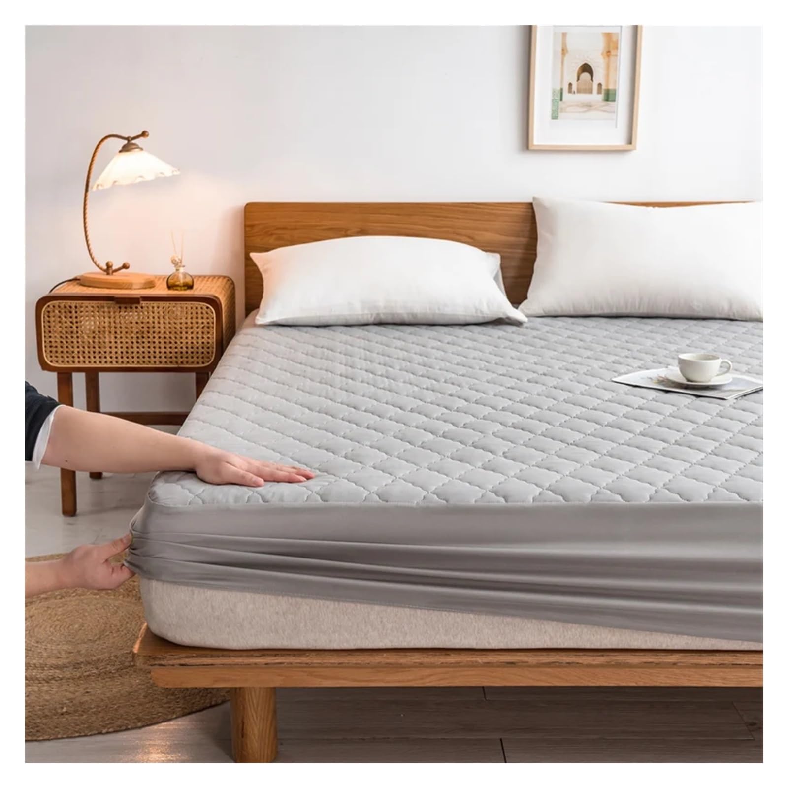 Protège Couette imperméable Housse de Matelas matelassée imperméable, Drap de lit épais de Couleur Unie, protège-Matelas respectueux de la Peau(120x200cm 1pc)