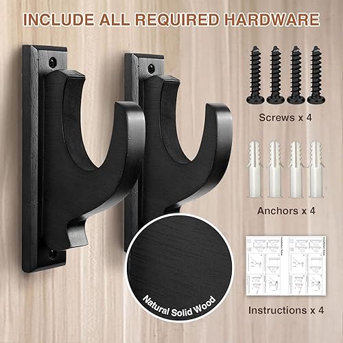 Miniatura 6 de DGWJSU Soporte de pared para armas, soportes de madera maciza para sostener y exhibir escopeta, rifle de espada, arco, arma de fuego, ganchos de