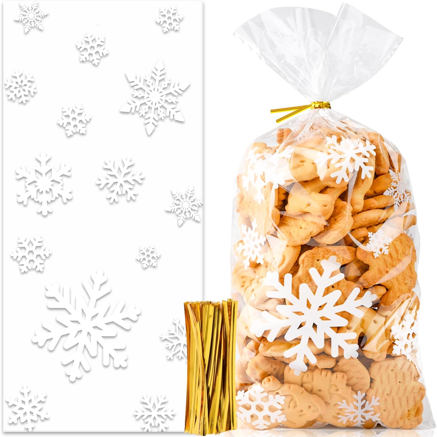 BELSVOR 100 Stück Plätzchentüten Weihnachten, 100PCS Cellophantüten