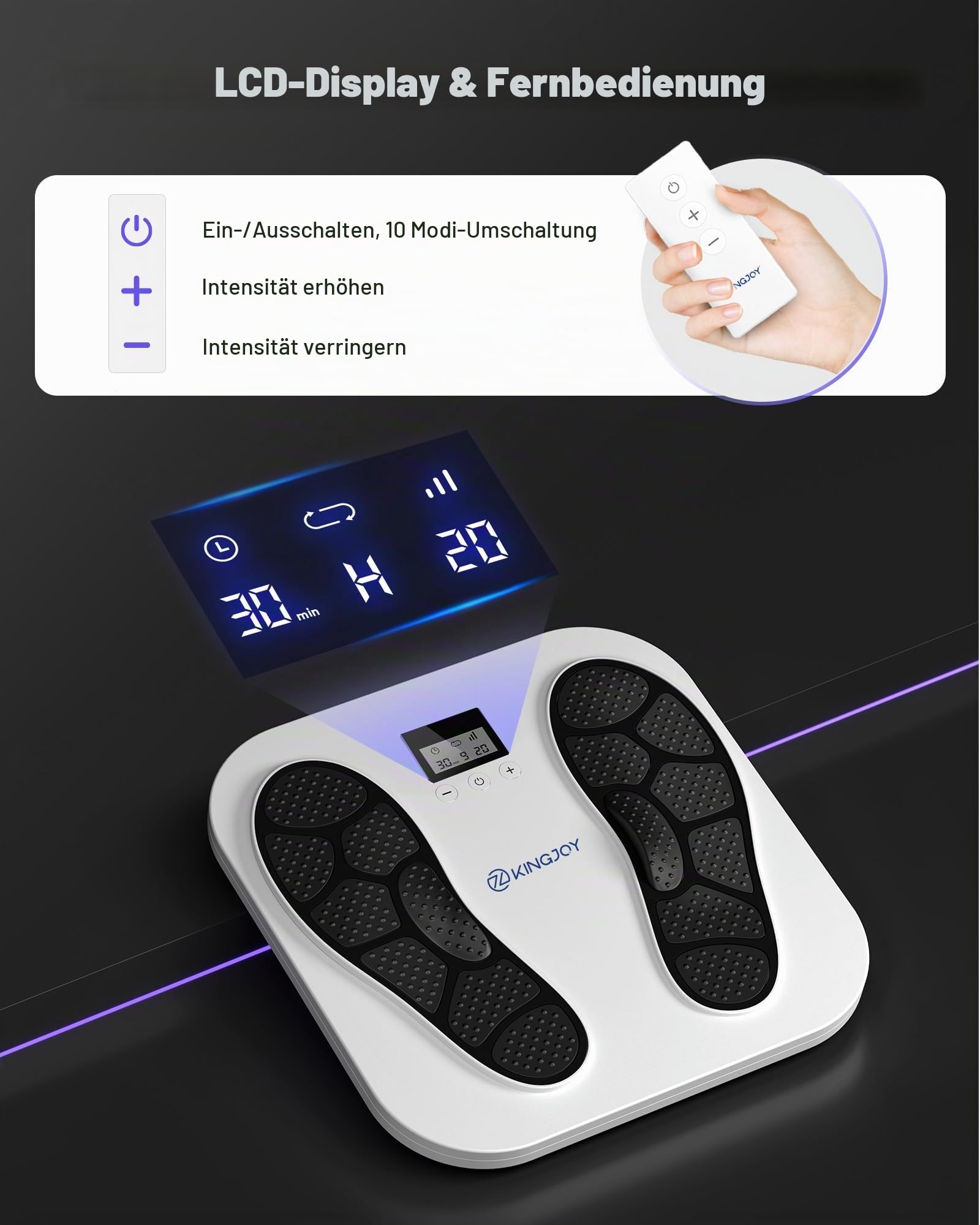 Medic Durchblutungs-Stimulator Beine & Fuß, EMS Fußmassagegerät Elektrisch mit TENS Elektroden Pads zur Neuropathie, Verbessert die Durchblutung, Linderung von Plantarfasziitis & Schmerz, Geschenk
