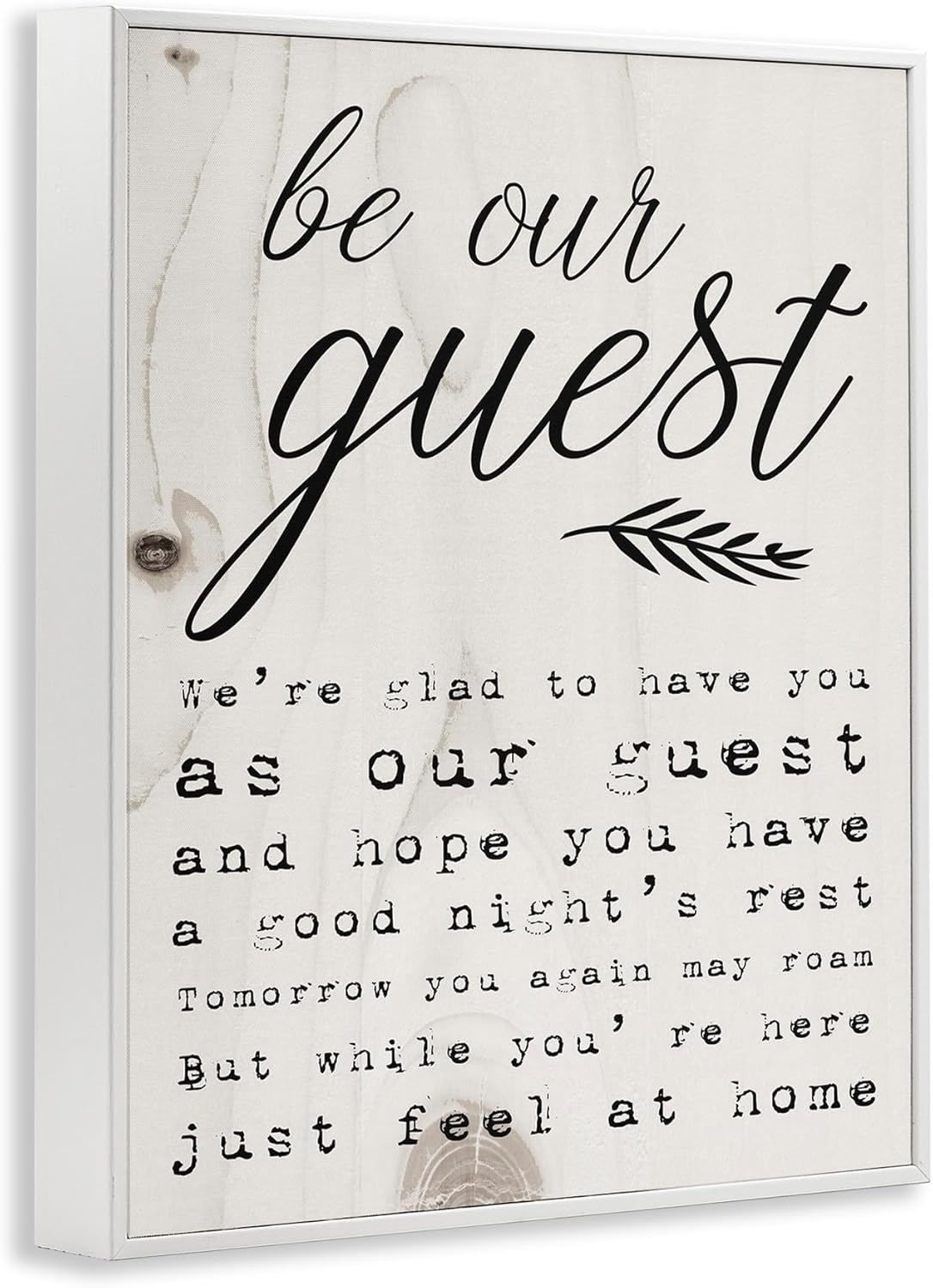 Stupell Industries Be Our Guest Poem Cursive, Design by Daphne Polselli White Framed Wall Art, 16x20, Beige