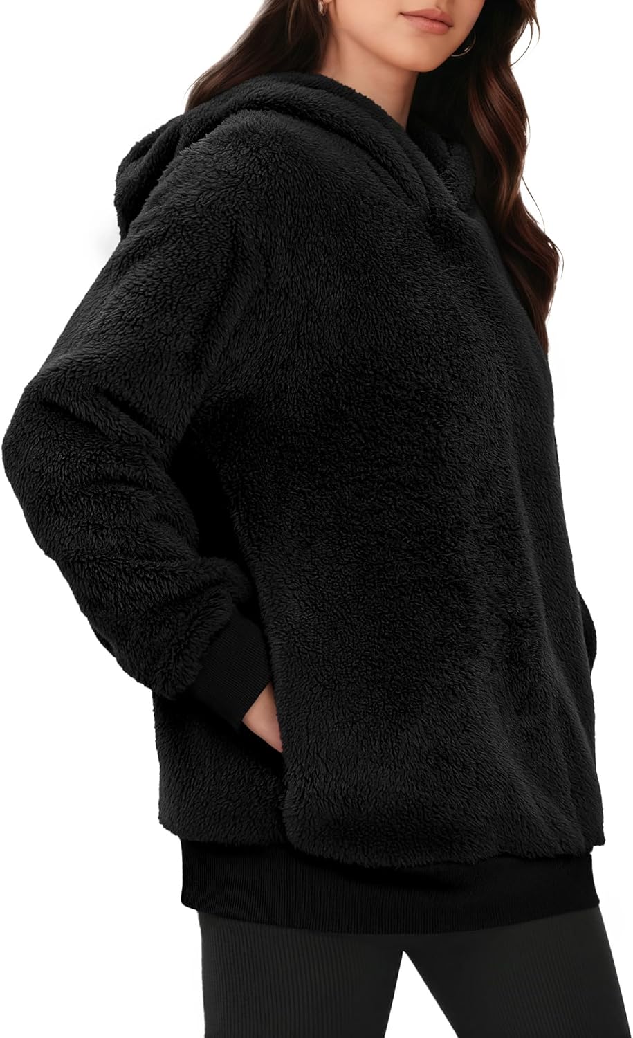 MANGOPOP Fleece Pullover for Women Oversized Sherpa Hoodie Cute Fuzzy Sweatshirt with Pockets Windproof Winter Outfits 2025 - Image 2