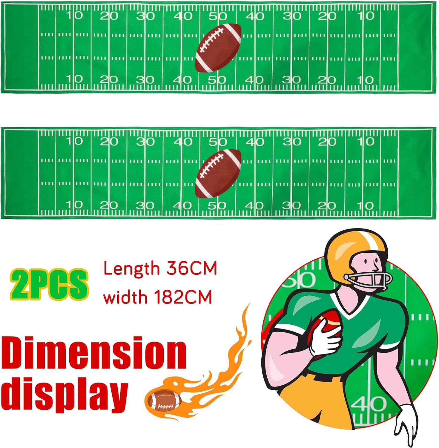 Tegeme 2 Pcs Football Table Runner Disposable, Game Day Party Football