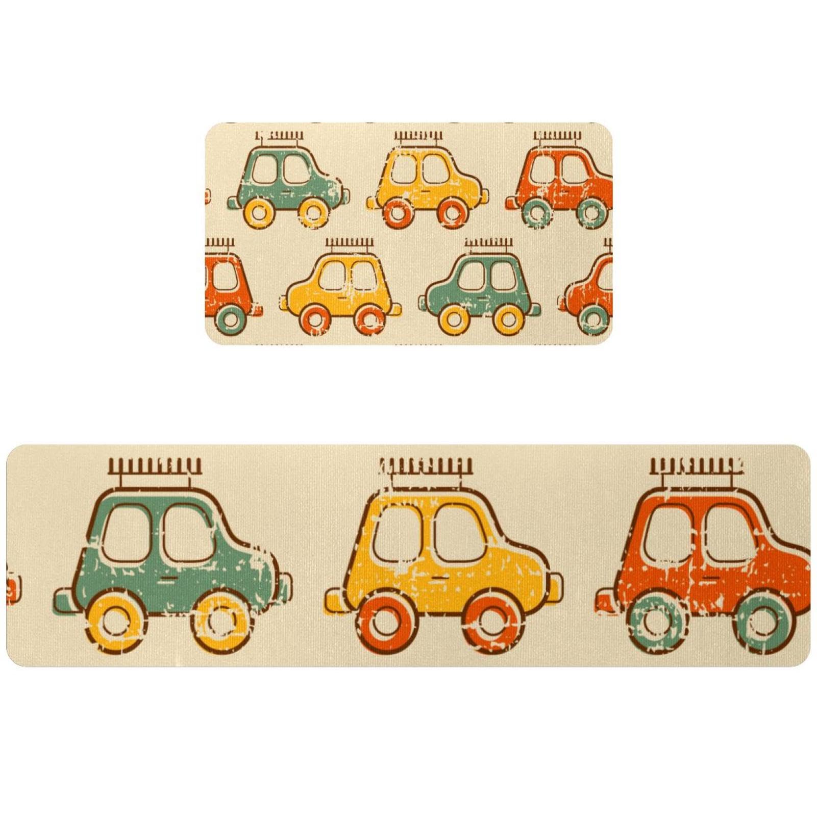 Tapis de cuisine pour couloir et buanderie style voiture colorée