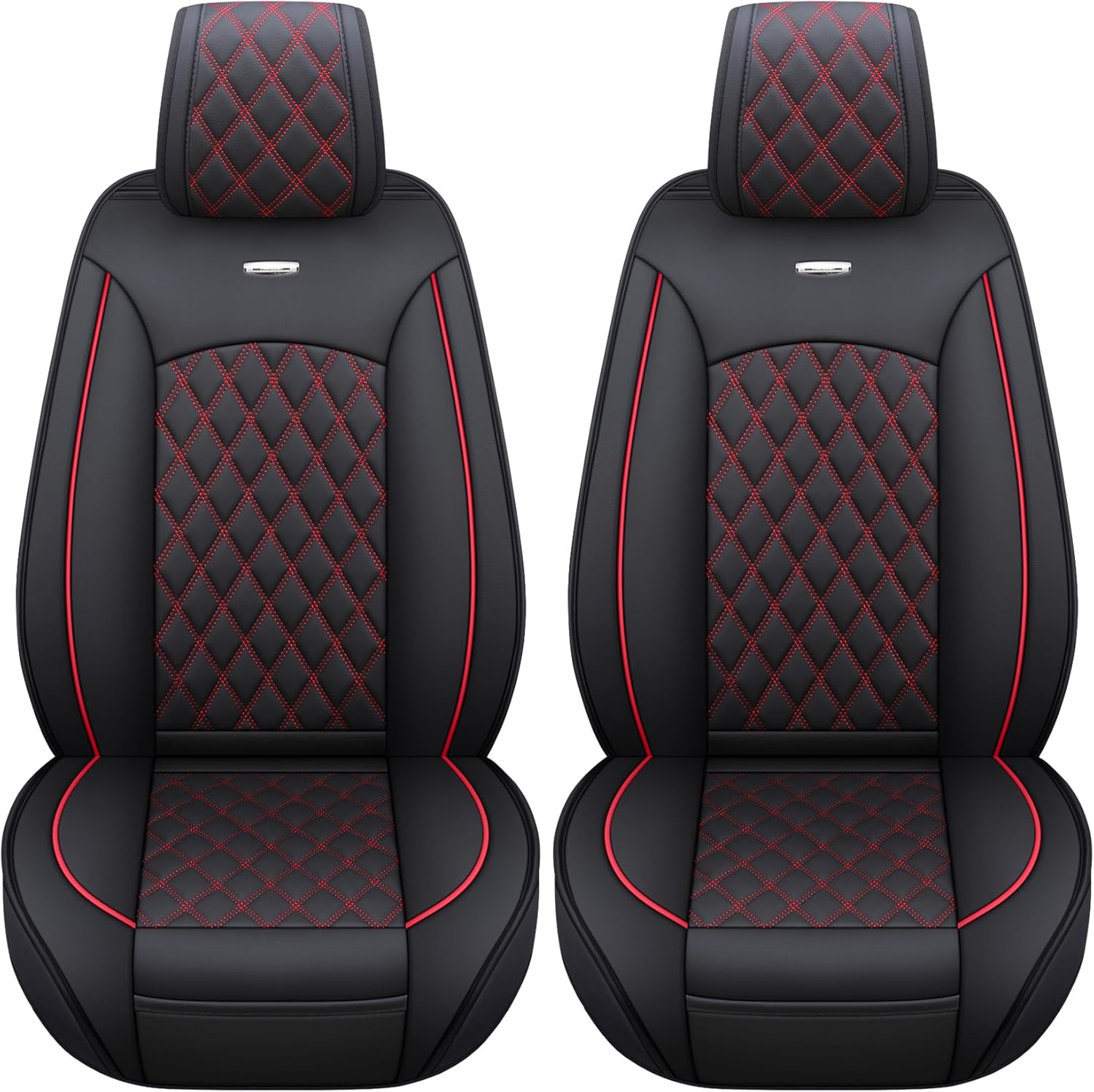 YIERTAI Car Front Seat Covers Universal Fit Compatible with Ford Sport Escape Edge Highlander Sorento Maxima Fiesta Rogue Truck with Waterproof Faux Leather,2 PCS Front, Black-Red