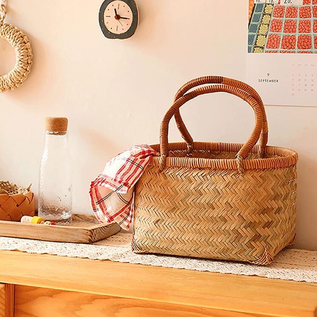 Picnic Cesta Tejido Picnic Cesta Mano Llevar Picnic Hamper Almacenamiento Almacenamiento Picnic Al Aire Libre Cesta de Almacenamiento Picicales Portátiles Suministros Bolsa de Picnic