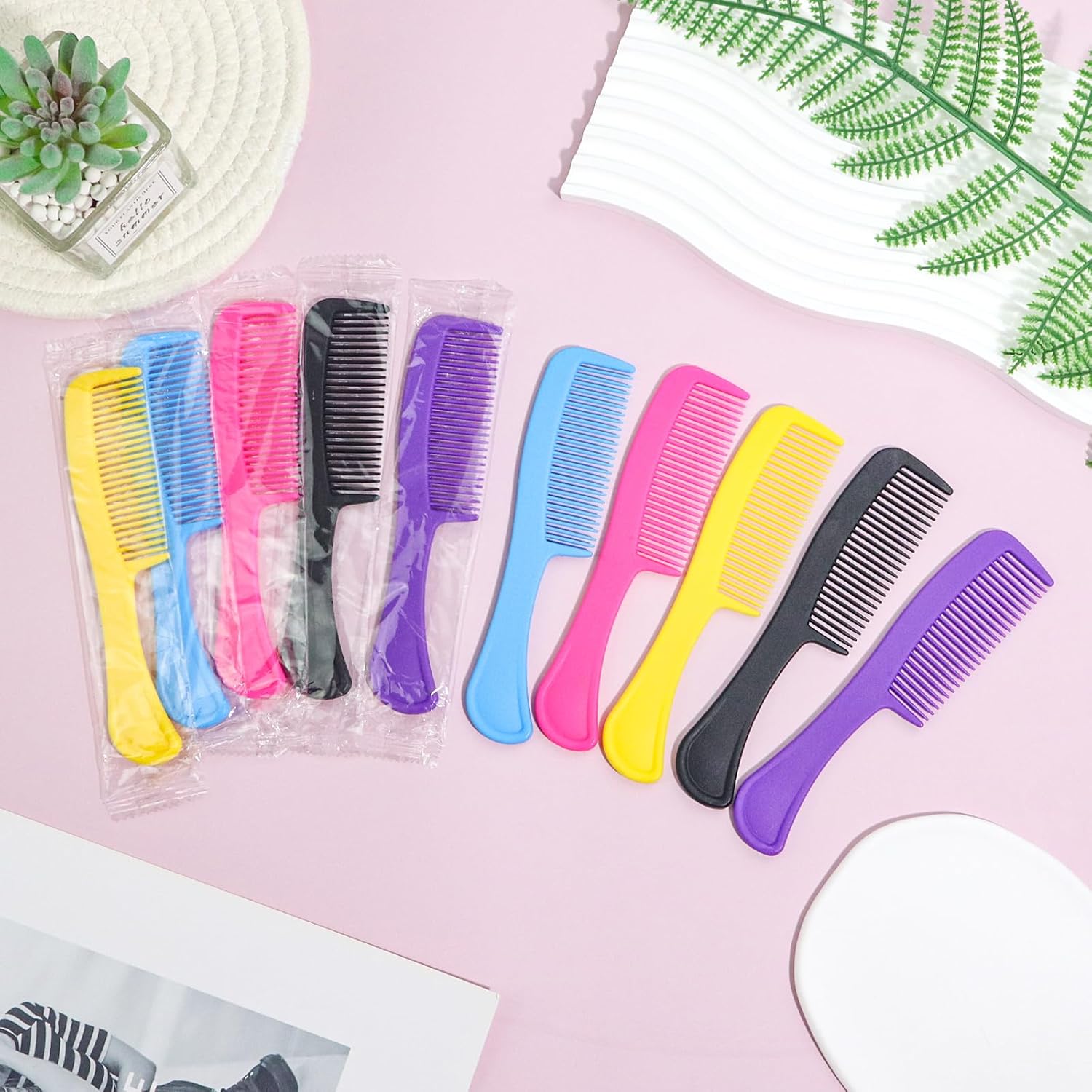25 pcs Combs In Bulk Individually Wrapped, Colorful Hair Combs, Bulk Combs For Homeless Individually Wrapped For Women,Kids,Hotel,Airbnb,Shelter,Homeless(black,yellow,pink,blue,purple) - Image 9