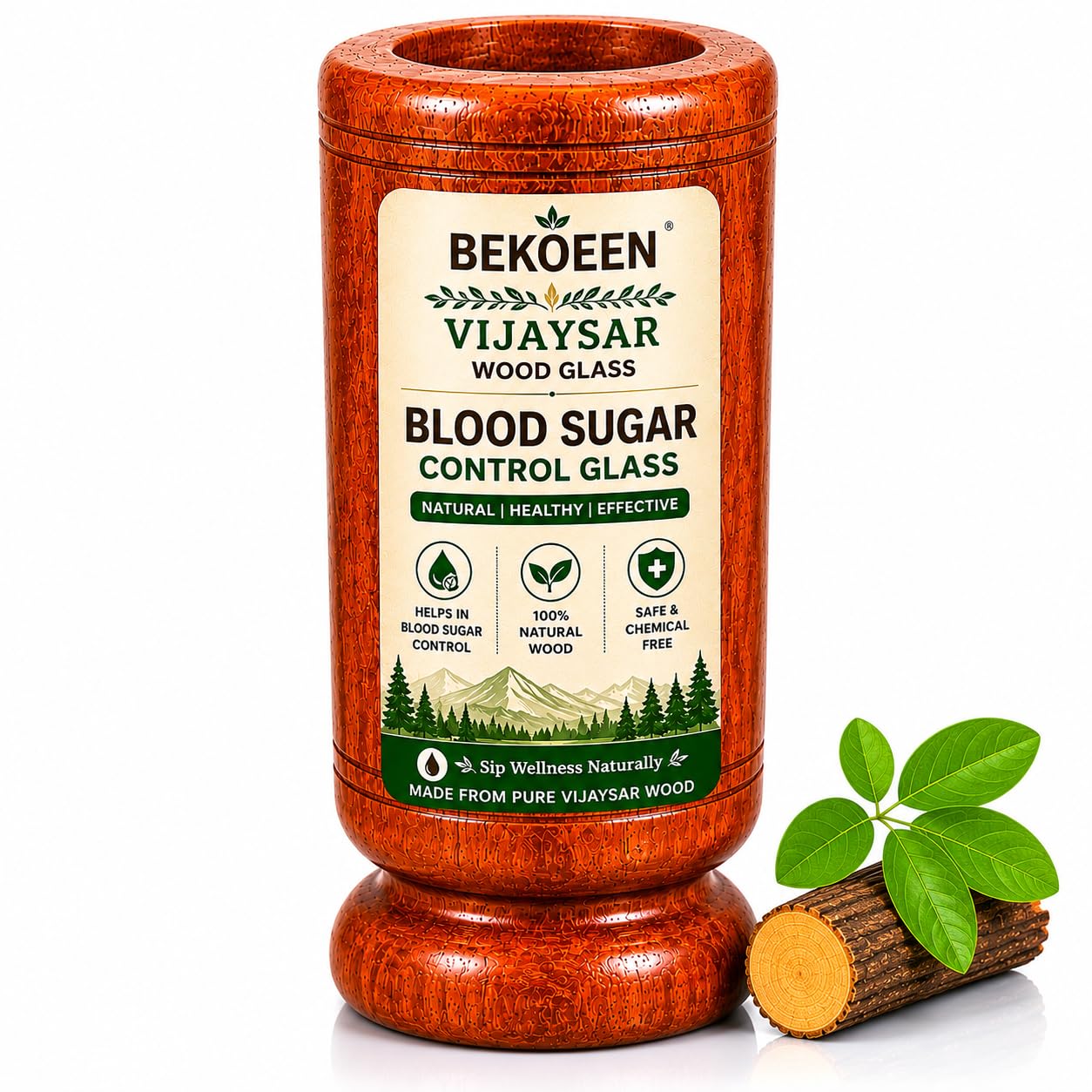Buy BEKOEEN Vijaysar Wooden Tumbler for Drinking Water | Natural