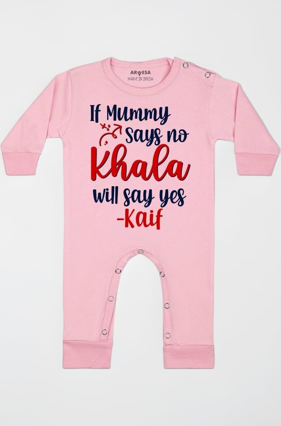 Customized If Mummy Says No Khala Say Yes JS-1669 Maasi Bodysuit, Sleepsuits, Rompers For New Born Baby Clothes 0-3 Months Dress For Baby Boy & Girl, Newborn Infant Customised Outfit