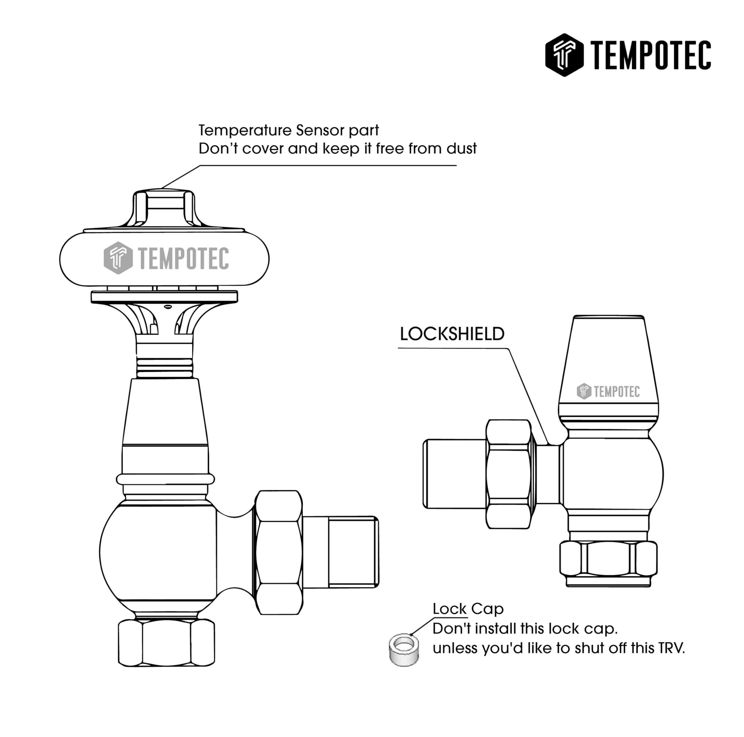 Tempotec Valvole termostatiche tradizionali per termosifone, design moderno (ottone anticato)