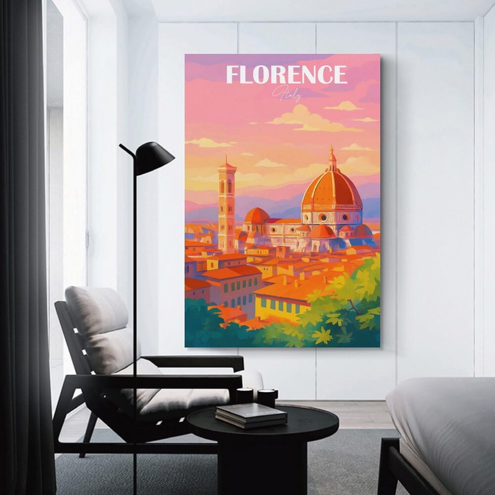 Junmoney Florence, Italy Cityscape Art Canvas Wall Decor, 08x12inch(20x30cm), for Office, Study Or Home Workspace, Wall Art That Adds Style to Work Areas