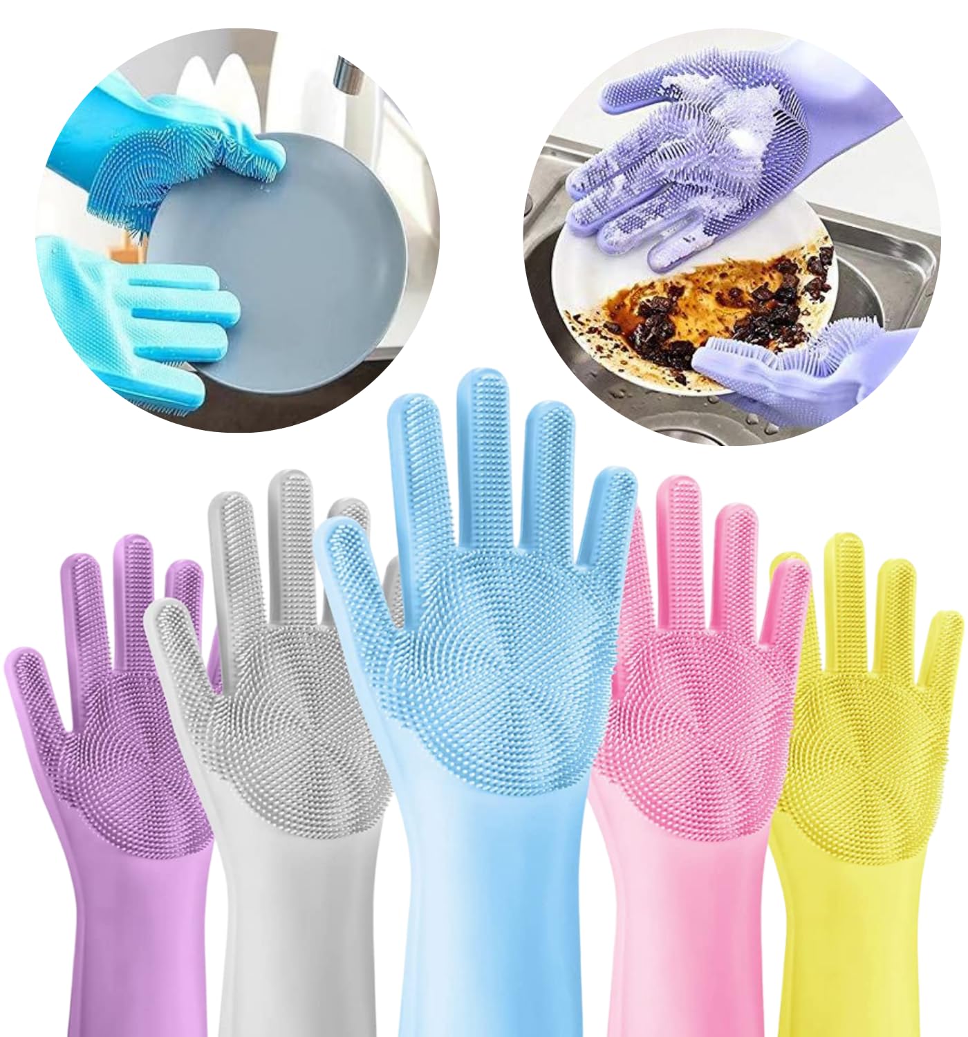 MIP INTERNATIONAL® Magic Silicone Dish Washing Gloves, Silicon Hand Gloves for Kitchen Dishwashing and Pet Grooming, Great for Washing Dish, Car, Bathroom (Multicolour, Pack of 2 Pieces) (B0D643Y5WD) Amazon Price History, Amazon Price Tracker