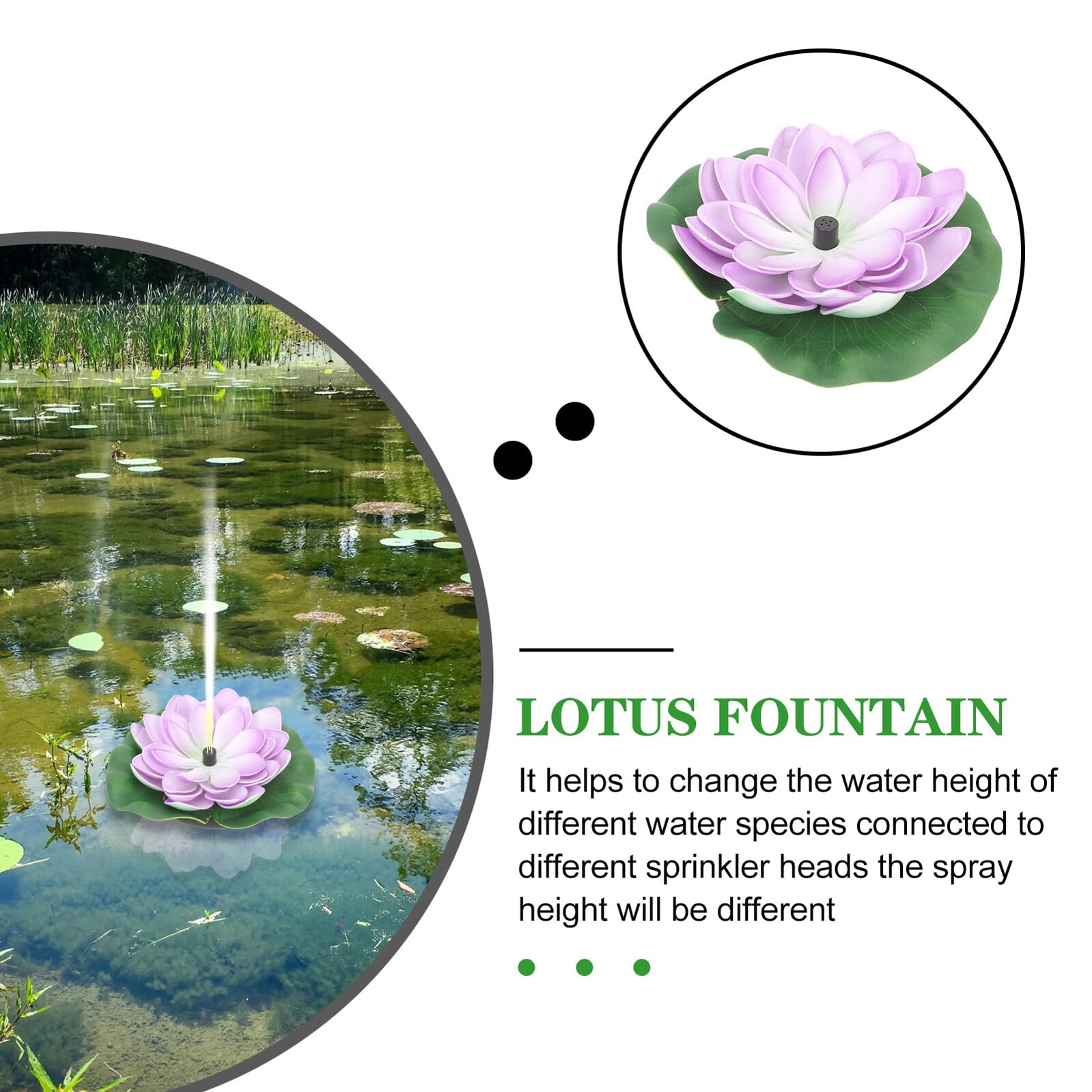 Fontana Solare a Loto Galleggiante 7v Abs Porpora per Laghetto | Funzionamento Automatico, Facile da Pulire, 1, 2w e 180l/h, Testa da 100cm, per Giardino
