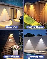 Vista 2 de Solar Fence Lights Outdoor, 10 Pack Warm/Neutual/Cool White Fence Lights Solar Powered with 2 LED, IP65 Waterproof, Deck Lighting for Backyard