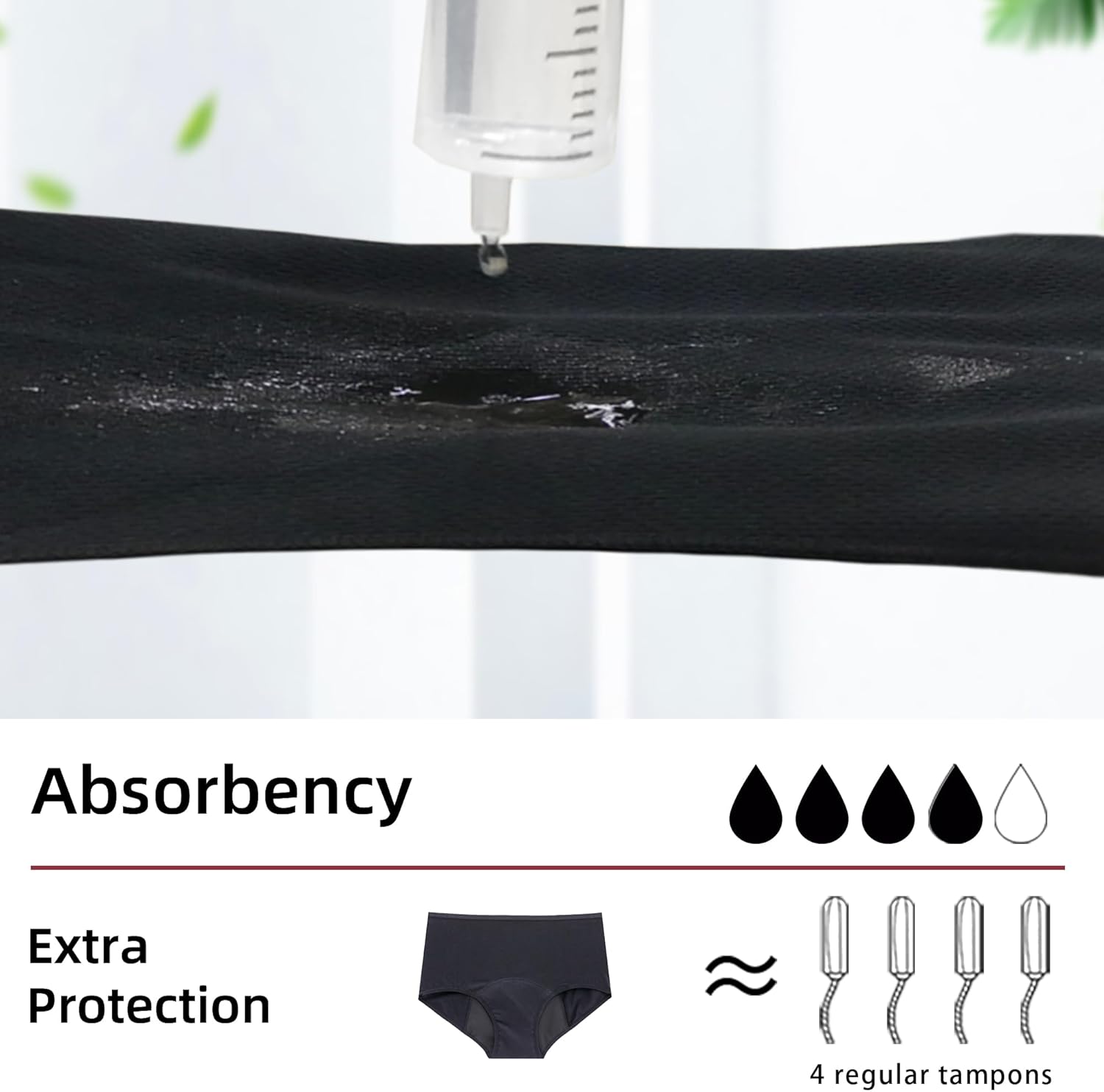 Period Underwear for Women Heavy Flow Cotton Menstrual Panties for Teens, Black,3X-Large - Image 2