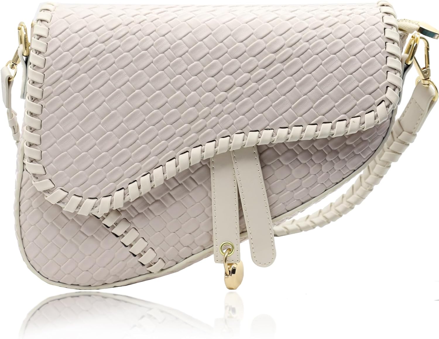 fashion women saddle shoulder bag clutch purse small crossbody satchel handbag woven imitation crocodile leather bag