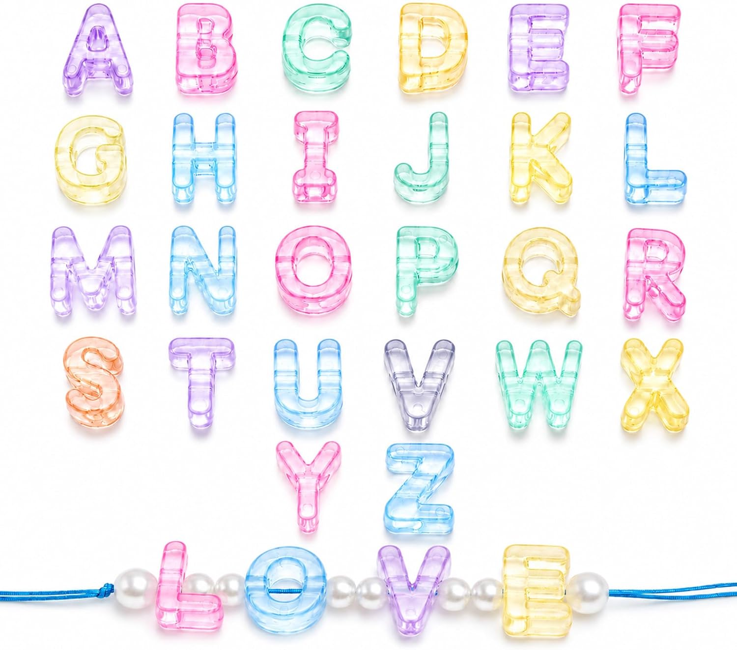 78 Pcs Bubble Letter Beads, Chunky Acrylic Alphabet Beads with Large Hole