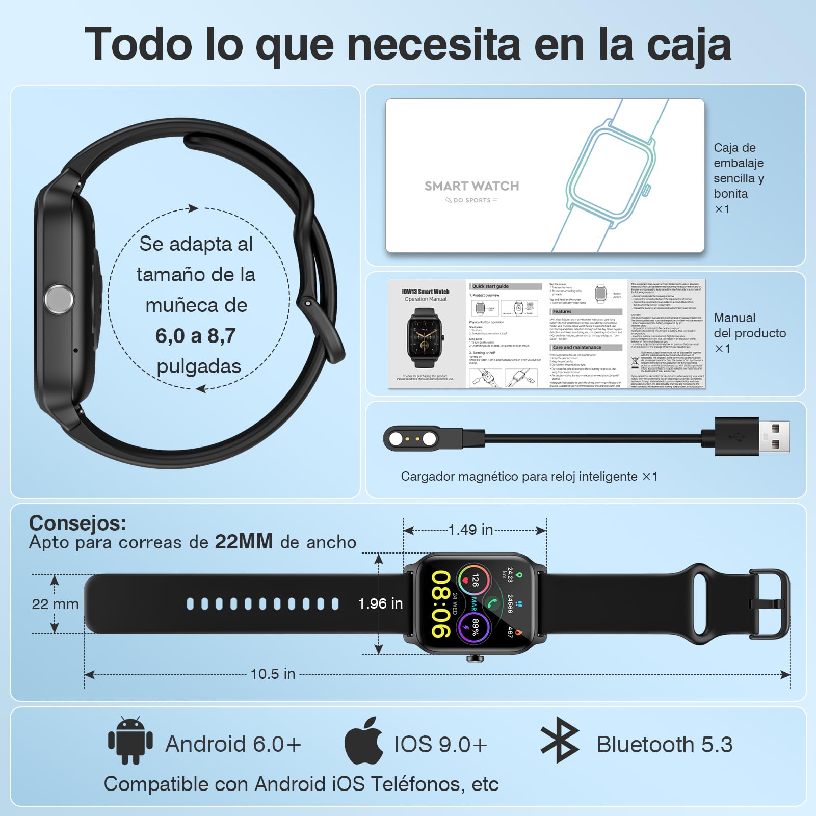 Quican Reloj Inteligente Hombre Alexa Instalado con llamada Bluetooth Monitor de Frecuencia Cardíaca SPO2 Smartwatch Rastreador de Sueño Reloj Inteligente 110+ Deportes para iOS Android