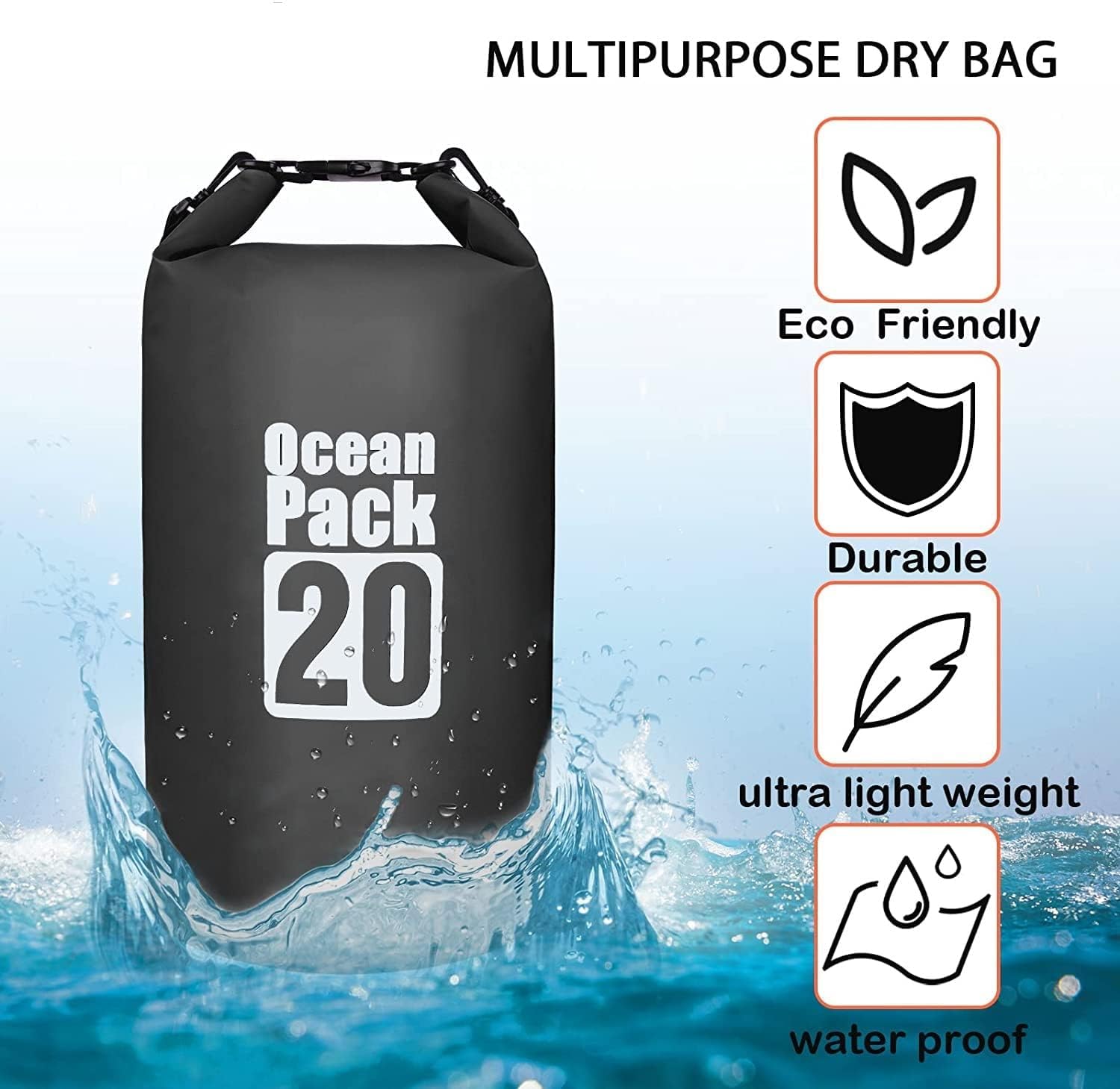 Yogilabel 20 Liter PVC Waterproof Dry Backpacks Sack Ocean Pack Floating Camping-Multi-Color 3