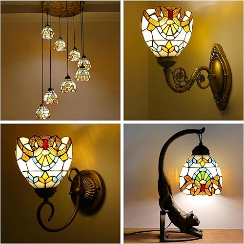 Miniatura 5 de Pantalla de lámpara de 6 pulgadas de repuesto solo para pantalla de cristal Tiffany, accesorios de cubierta de lámpara barroca beige, apertura de