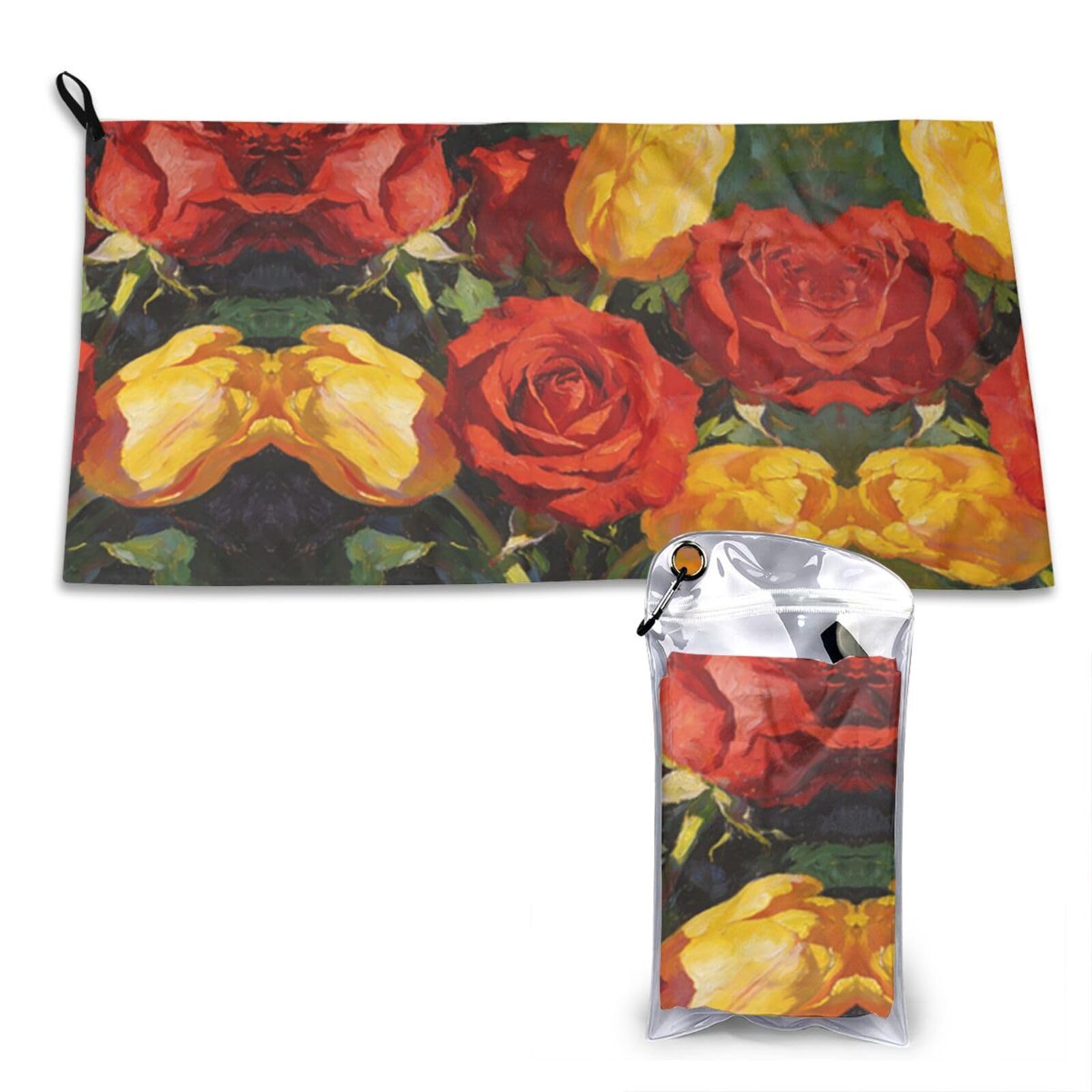 DUYKIMQW Roses Tulips Duo Print Quick Dry Towel 16x31.5in White