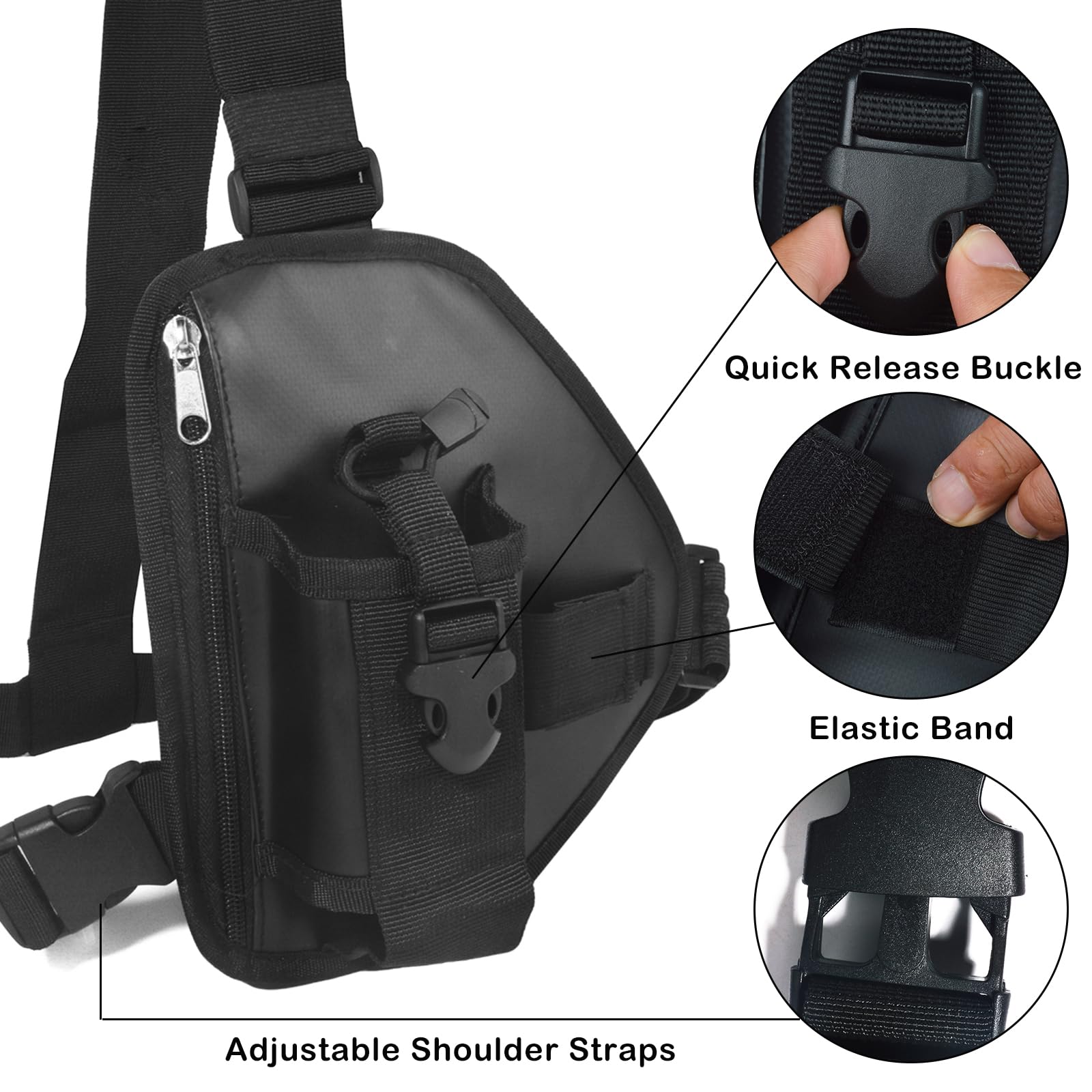 UAYESOK Harnais Poitrine Talkie Walkie, Porte Radio Police, Étui Harnais Tactique Portable Universel avec Sangle Sac Nylon Réglable pour Motorola Baofeng Icom Yaesu Midland President (Noir)